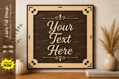 Square Text Frame laser Cut svg Cutting file square frame Product Image 1