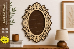 Oval Floral Frame laser Cut svg Cutting file oval floral Product Image 1