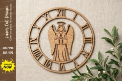 Wooden Angel Roman Numeral Wall Clock | Laser Cut Religious Product Image 1