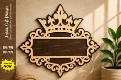 Crown Ornamental Name Frame laser Cut svg Cutting file crown Product Image 1