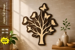 Butterfly Tree Laser Cut SVG | Nature Tree Wall Art SVG File Product Image 1