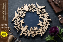 Leaf Wreath Frame laser Cut svg Cutting file leaf wreath svg Product Image 1