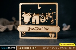 Baby Clothesline Frame Cut, Baby Clothesline Frame Laser Cut Product Image 1
