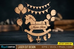 Baby Clothesline Frame Cut, Baby Clothesline Frame Laser Cut Product Image 1