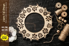 Floral Round Frame laser Cut svg Cutting file floral frame Product Image 1