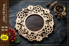 Floral Round Frame laser Cut svg Cutting file floral frame Product Image 1
