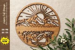 mountain sunrise clock, landscape wall decor,wooden mountain Product Image 1