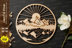 Mountain Reflection Wooden Wall Clock | Laser Cut Nature Product Image 1