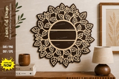 Leaf Mandala Circle Frame laser Cut svg Cutting file Product Image 1