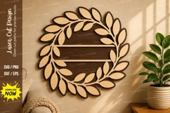 Leaf Wreath Name Frame laser Cut svg Cutting file Product Image 1