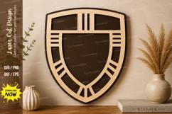 Modern Shield Frame Laser Cut SVG | Heraldic Crest Wall Art Product Image 1