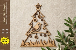 Christmas Tree Scene Laser Cut Ornament, christmas tree scen Product Image 1