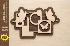 Butterfly Heart Frame laser cut svg File butterfly heart Product Image 1