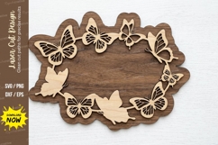 Butterfly Oval Frame laser cut svg File butterfly oval frame Product Image 1