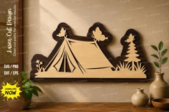 Camping Tent Scene laser cut svg File camping tent laser cut Product Image 1