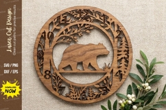 Bear Forest Circle Laser Cut, bear svg, forest bear, wildlif Product Image 1