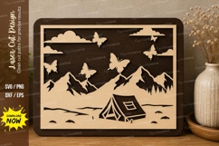 Mountain Camping Frame laser cut svg File mountain camping Product Image 1