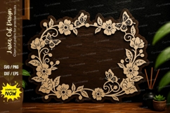 Butterfly Floral Wreath laser cut svg File butterfly floral Product Image 1