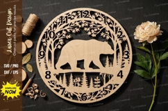 Bear Scene Mandala Laser Cut, bear mandala, wildlife mandala Product Image 1