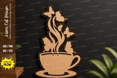 Coffee Cup Butterfly laser cut svg File coffee cup laser cut Product Image 1