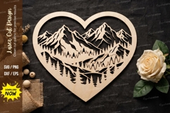 Mountain Heart Scene Laser Cut, mountain heart svg, landscap Product Image 1