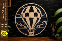 Hot Air Balloon Scene laser cut svg File hot air balloon Product Image 1