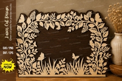 Floral Grass Frame laser cut svg File floral grass frame Product Image 1