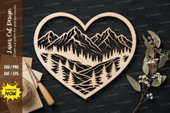 Mountain Lake Heart Laser Cut, mountain lake svg, heart land Product Image 1