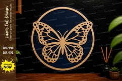 Butterfly Circle Design laser cut svg File butterfly circle Product Image 1