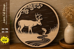 Deer Nature Scene laser cut svg File deer nature laser cut Product Image 1