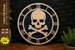 Skull Clock Design laser cut svg File skull clock laser cut Product Image 1