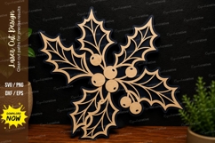 Holly Leaves Ornament laser cut svg File holly leaves laser Product Image 1