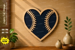 Baseball Heart Art laser cut svg File baseball heart laser Product Image 1