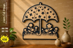 Umbrella Flower Scene laser cut svg File umbrella flower Product Image 1