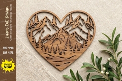Mountain Cabin Heart Laser Cut, mountain cabin svg, heart Product Image 1