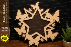Butterfly Star Frame laser cut svg File butterfly star laser Product Image 1