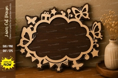 Butterfly Cloud Frame laser cut svg File butterfly cloud Product Image 1