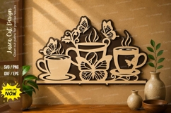Coffee Cup Shelf laser cut svg File coffee cup laser cut Product Image 1