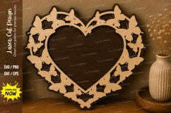 Butterfly Heart Wreath laser cut svg File butterfly heart Product Image 1