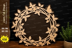 Leaf Circle Wreath laser cut svg File leaf wreath laser cut Product Image 1