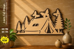 Camping Tent Scene laser cut svg File camping tent laser cut Product Image 1
