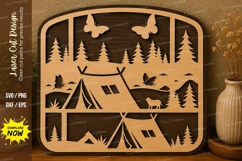 Camping Tent Landscape laser cut svg File camping landscape Product Image 1