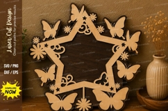 Butterfly Star Frame laser cut svg File butterfly star laser Product Image 1