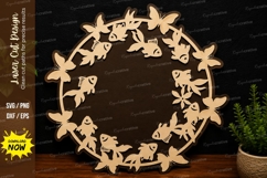 Goldfish Butterfly Wreath laser cut svg File goldfish wreath Product Image 1