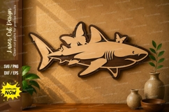 Shark Ocean Design laser cut svg File shark laser cut svg Product Image 1