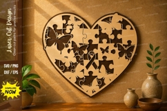 Autism Ribbon Art laser cut svg File autism ribbon laser cut Product Image 1