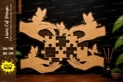 Puzzle Hand Design laser cut svg File puzzle hand laser cut Product Image 1