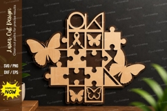 Puzzle Wreath Decor laser cut svg File puzzle wreath laser Product Image 1