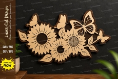 Sunflower Butterfly Decor laser cut svg File sunflower Product Image 1
