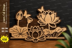 Lotus Flower Scene laser cut svg File lotus flower svg Product Image 1
